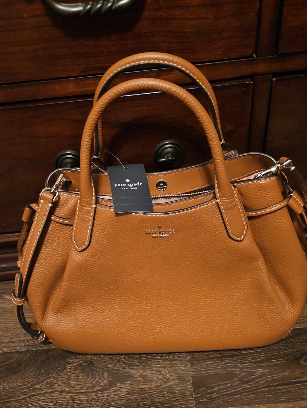 kate spade Cognac Tan Leather Satchel with Top Handles